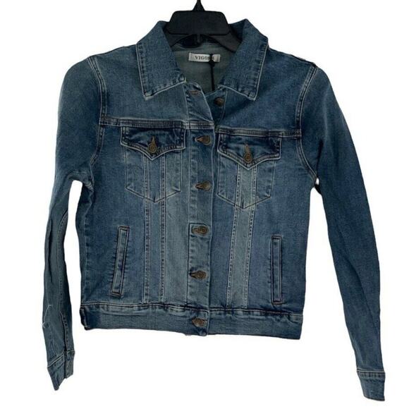 Vigoss Jean Jacket Womens Size Medium Long Sleeves Flap Pockets Denim NEW - Picture 6 of 12